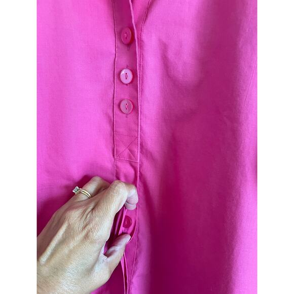 Foxcroft Pamela Wrinkle Free 3/4 Sleeve Tunic pink buttons collar Size 14p - Picture 6 of 11